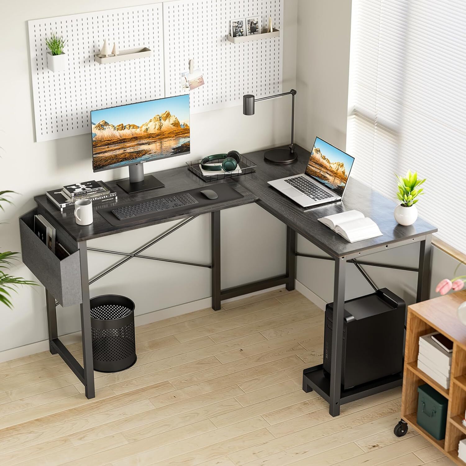 L Shaped Computer Desk Gaming Corner 50 Inch Home Office Writing PC Wooden Table