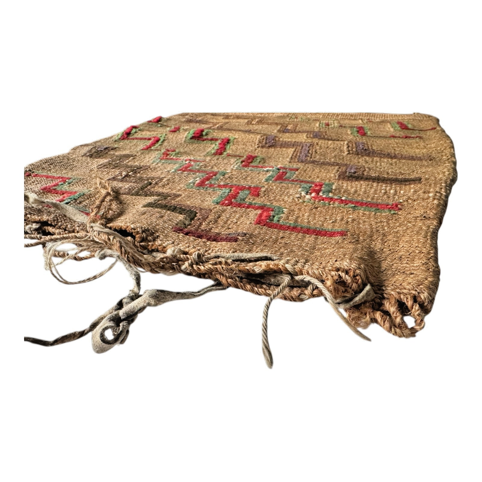 Antique Native American Plateau Nez Perce Double Sided Corn Husk Flat Bag