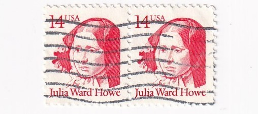 STAMP SCOTT 2176 "Julia W. Howe" 14 CENT 1987 USED WAVE HORIZ PAIR - B