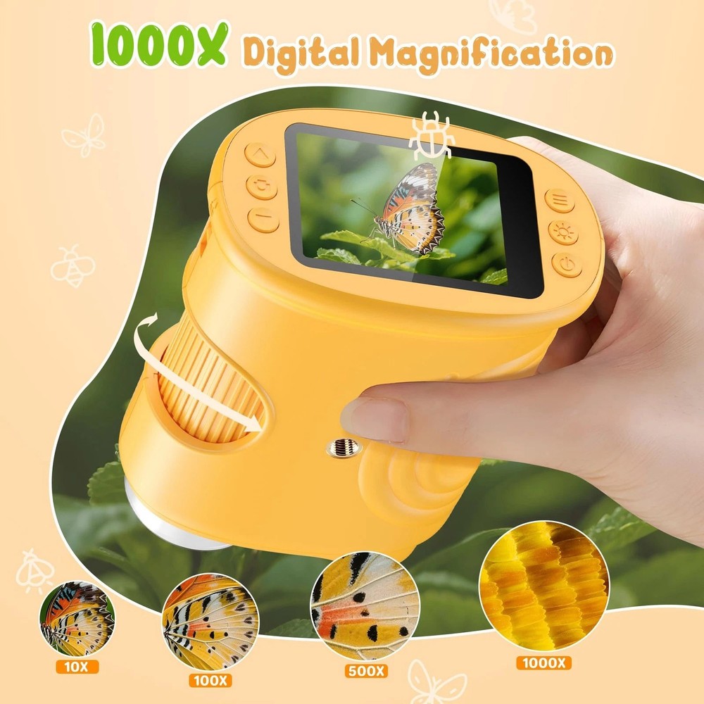 Kids Digital Microscope 1000x Magnification Handheld USB for PC Windows Mac OS