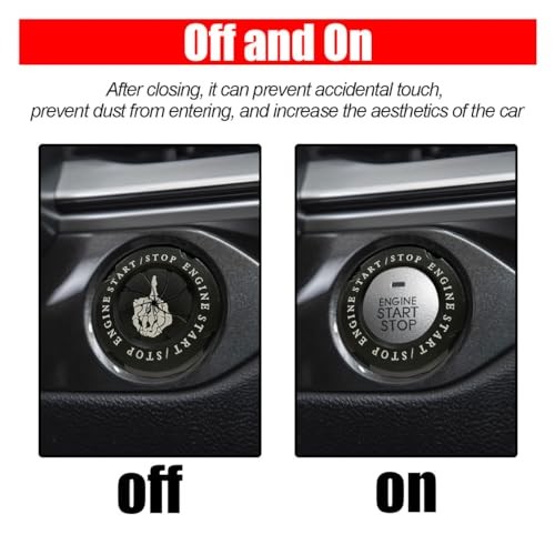 Car Push Start Stop Button Protector, Rotary Ignition Middle Finger - Black