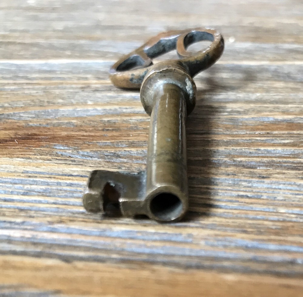 Vintage Solid Brass Hollow Barrel Skeleton Key
