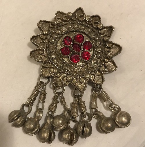 Unique Silver Hand Made Pendant W/ Red Accent