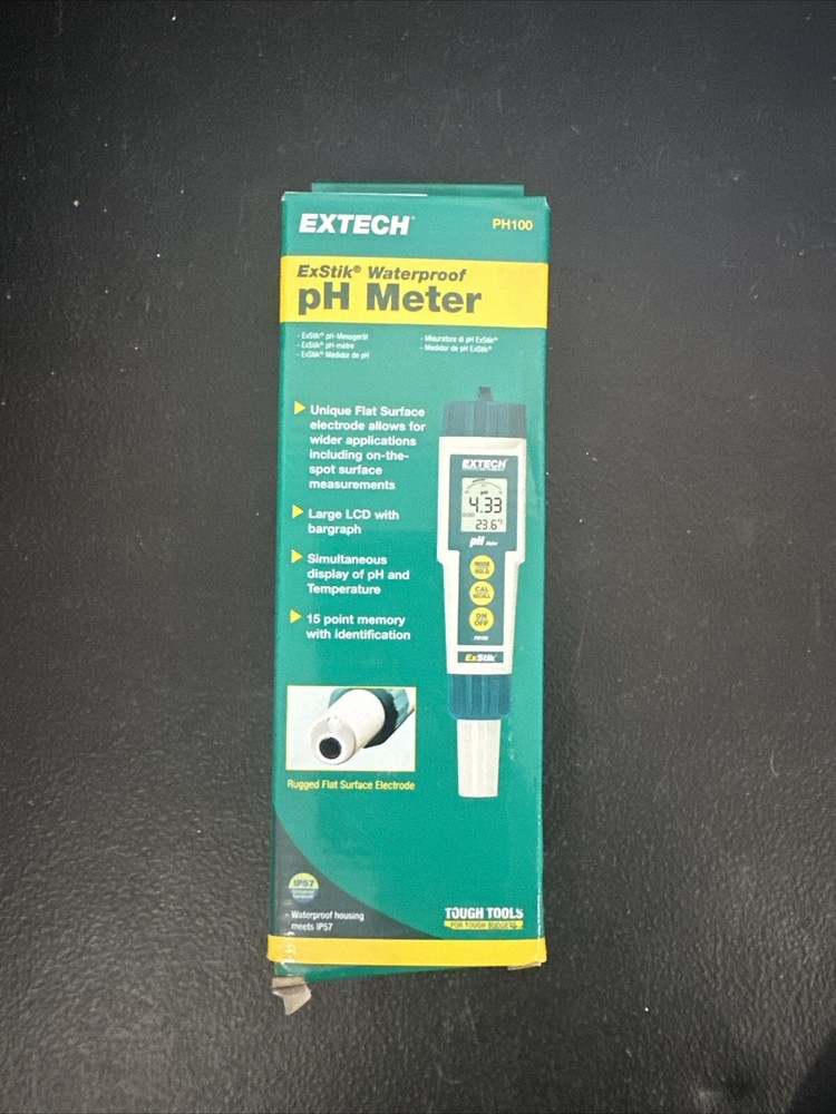 Extech ExStik PH100 Waterproof pH Meter With Box Opened Box
