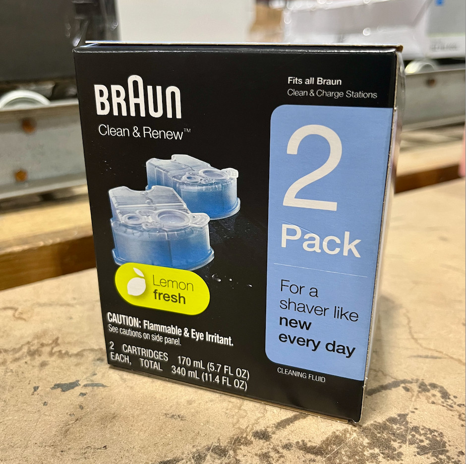 Braun Clean & Renew 2 Cartridges Lemon Fresh Cleaning Fluid Refill New & Sealed