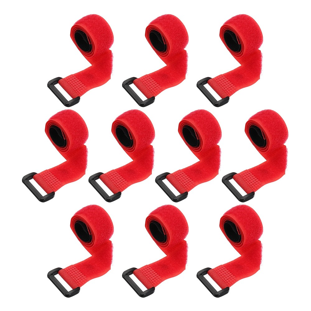 10pcs Reusable Cinch Straps 0.8"x16" Hook and Loop Cable Securing Straps, Red