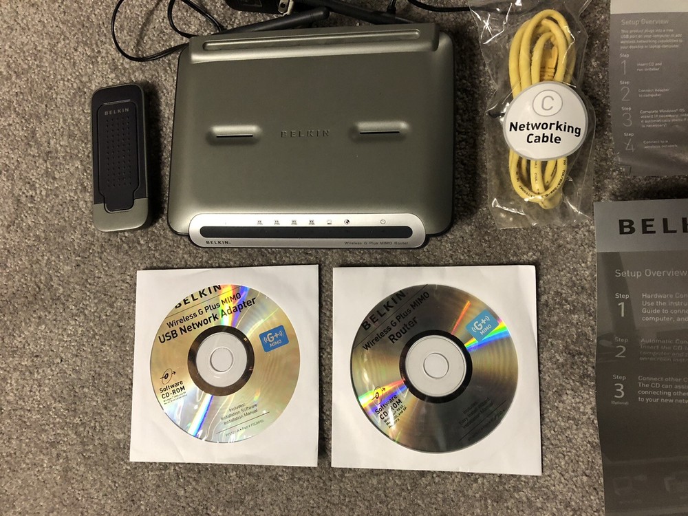 BELKIN G PLUS MIMO WIRELESS ROUTER WITH ADAPTER CABLE INSTALLATION CD’S