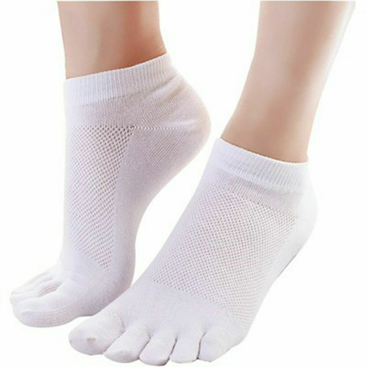 5-6 Pack 100% Cotton Women Low Cut Ankle Five Finger Toe Socks Sport Breathe 5-9