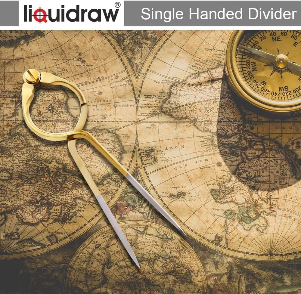Liquidraw Portland Navigation Divider - 8 Inch (20 cm) | Solid Brass Single H...