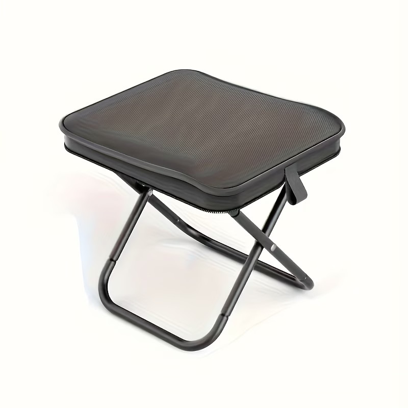 Portable folding stool with dual storage pockets and side pockets Compact