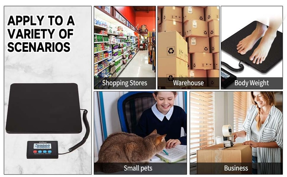 440lbs Postal Scale, Hold/Tare Function, Manual/Auto Off LCD Display, Lightwe...