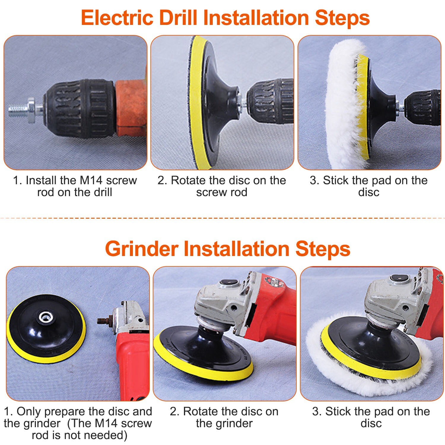 5PCS Car Buffing Pads Polishing Plush Buffer Set Waxing Wheels Mop Kit for Drill