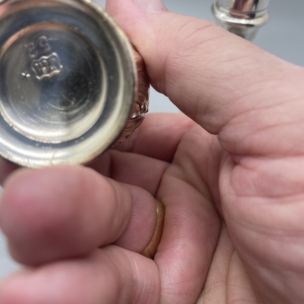 Vtg PAIR of W.B. MFG Silver Plate SALT AND PEPPER SHAKERS Marked 52