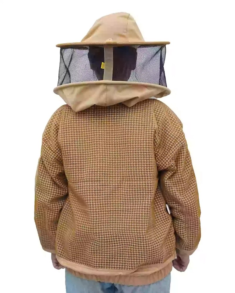 OZ ARMOUR Khaki 3 Layer Mesh Ventilated Beekeeping Jacket With Round Hat Veil
