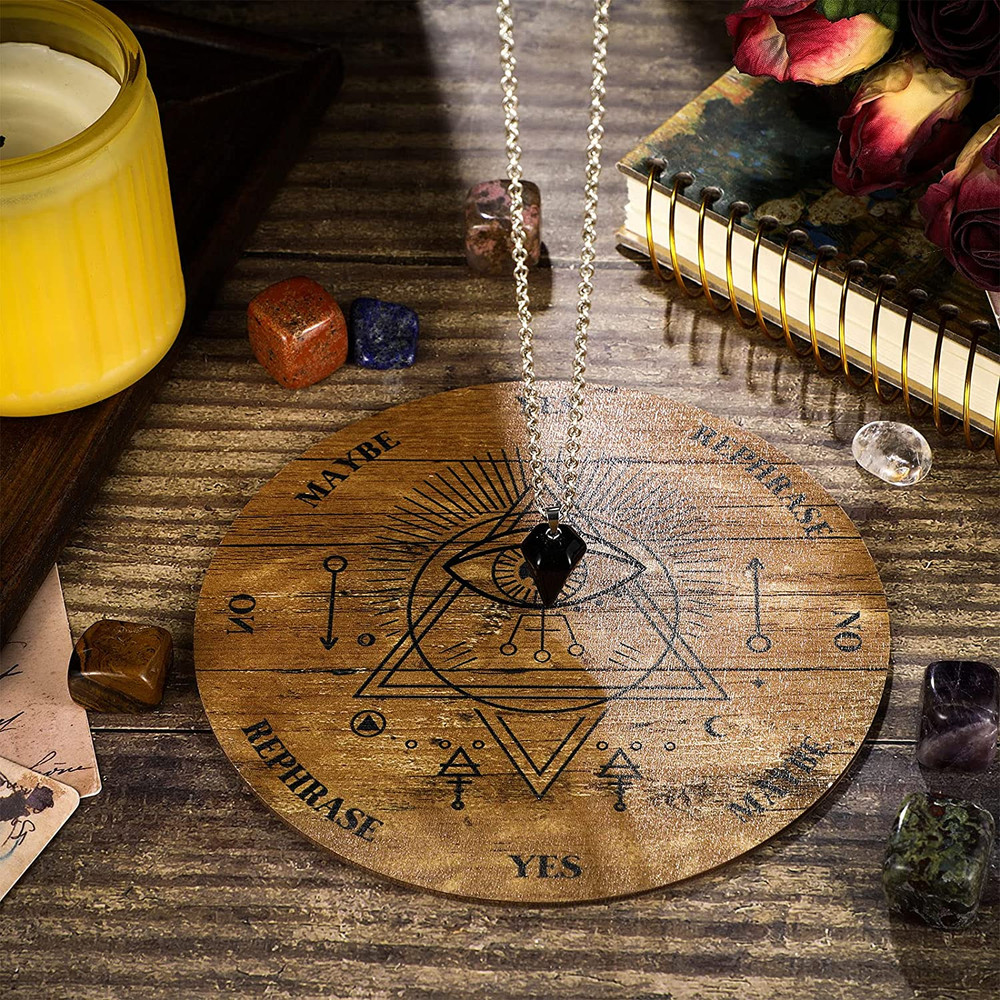 Pendulum Board Set Wooden Dowsing Divination Board Metaphysical Message with Cry