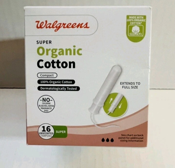 Walgreens Super Absorbency Organic Cotton Compact Tampons