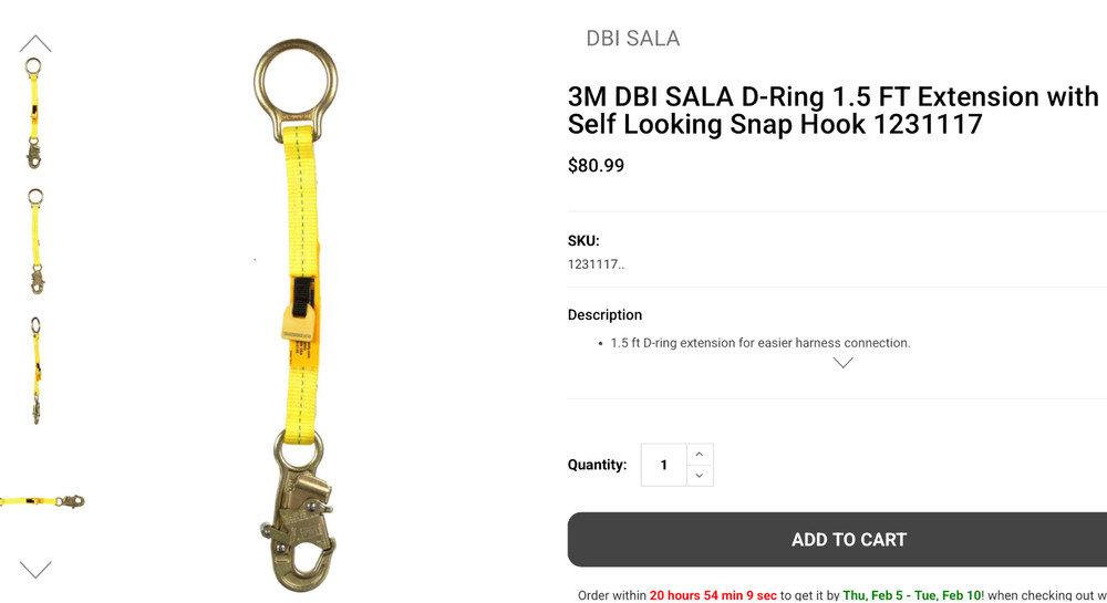 DBI SALA 18" Lanyard Web #1201117