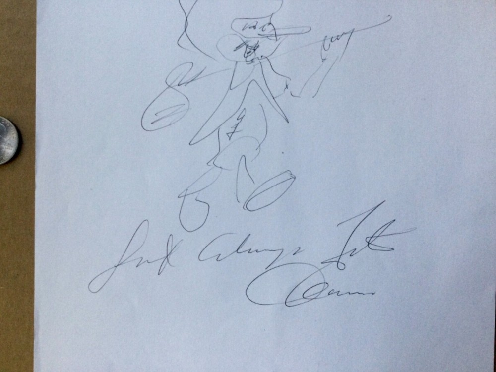 FATS DOMINO 1928-2017 rare hand drawn sketch signed.