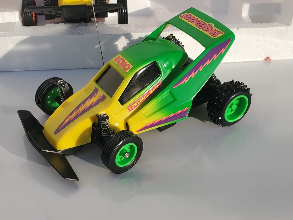 Vtg 1993 Echopro Radio Controlled Scorpion Racing Set. Missing one controller