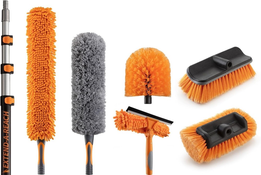 Telescoping Cleaning Kit with 12ft Extension Pole for Windows & Cobs, 20ft