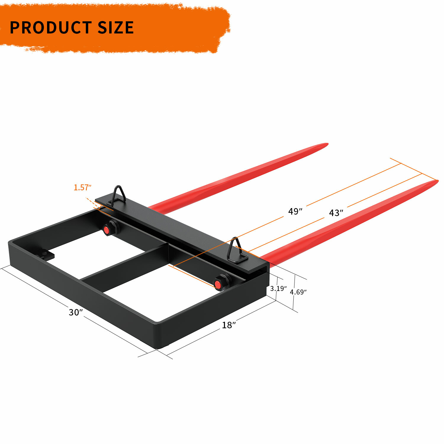 Universal 49" Hay Bale Spear Front Loader Bucket Attachment