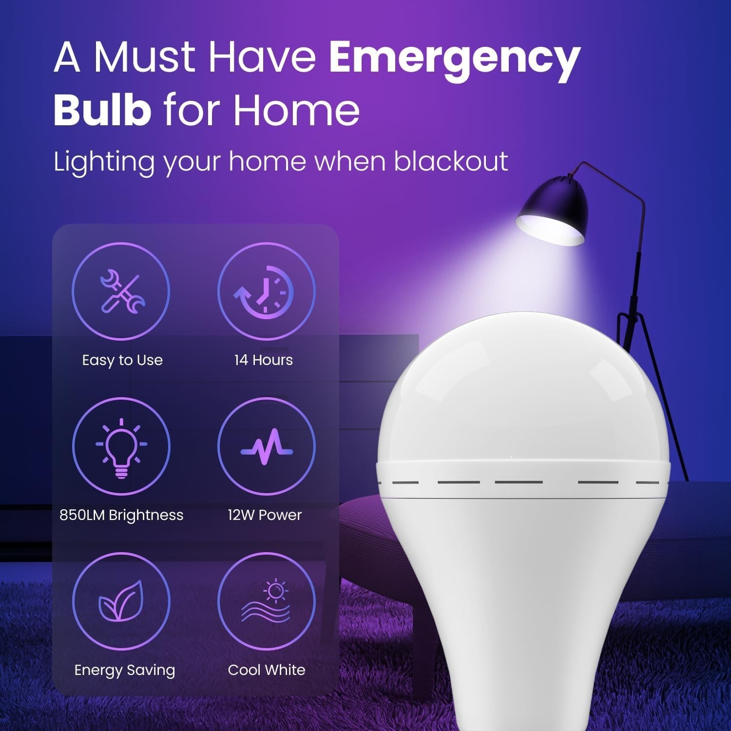 10/6/4pcs Rechargeable Emergency Light Bulbs, LED Light Bulb 6000K Daylight