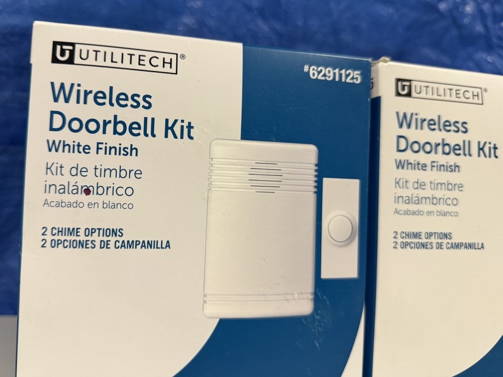 TWO PACK Utilitech Wireless Doorbell Kit Sensor 2 Melodies White Finish #6291125