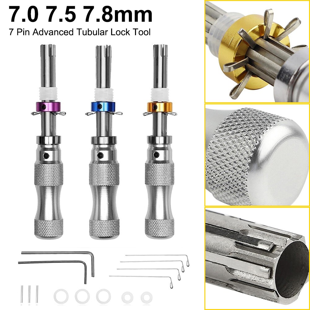 3x 7 Pin Advanced Tubular Lock Tool Set For Padlock Hook Tool Seal Pick Puller