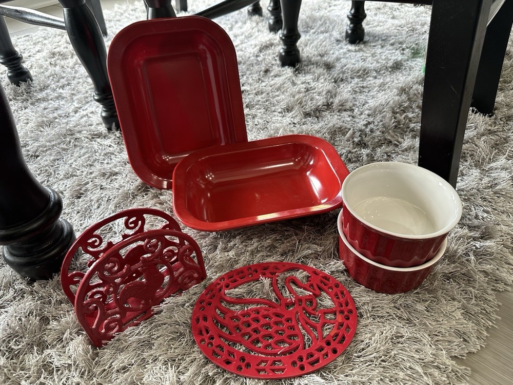 Red farm house kitchen set bundle