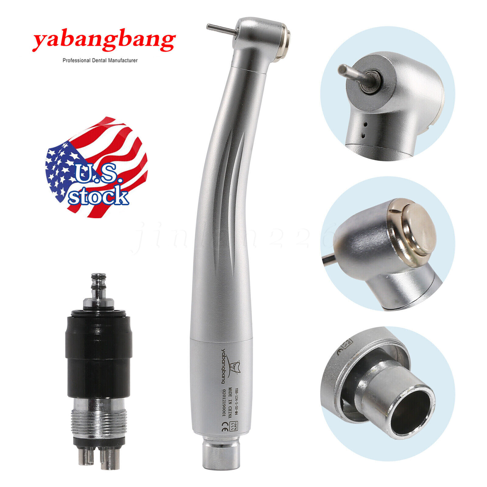 NSK Style Dental High Speed Handpiece Push Button + Quick Coupler Swivel 4 Holes