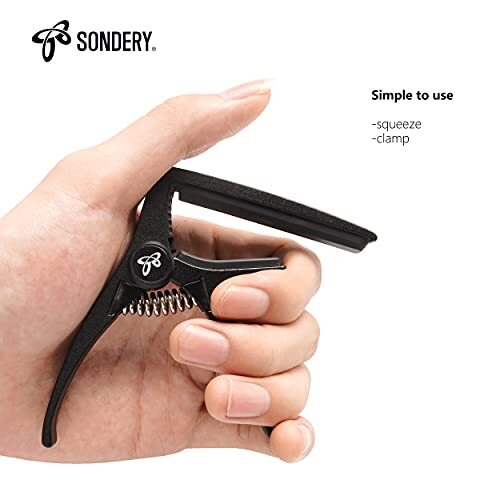 Capo for Classical Guitars, Ultra Light Clamp for Nylon Strings Straight black