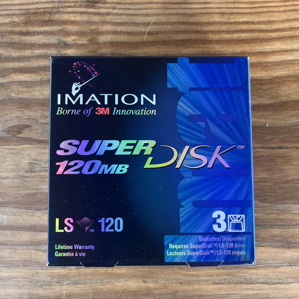 Vintage Imation SuperDisk 120MB LS-120 Super Disk Diskette, 3 in unopened box