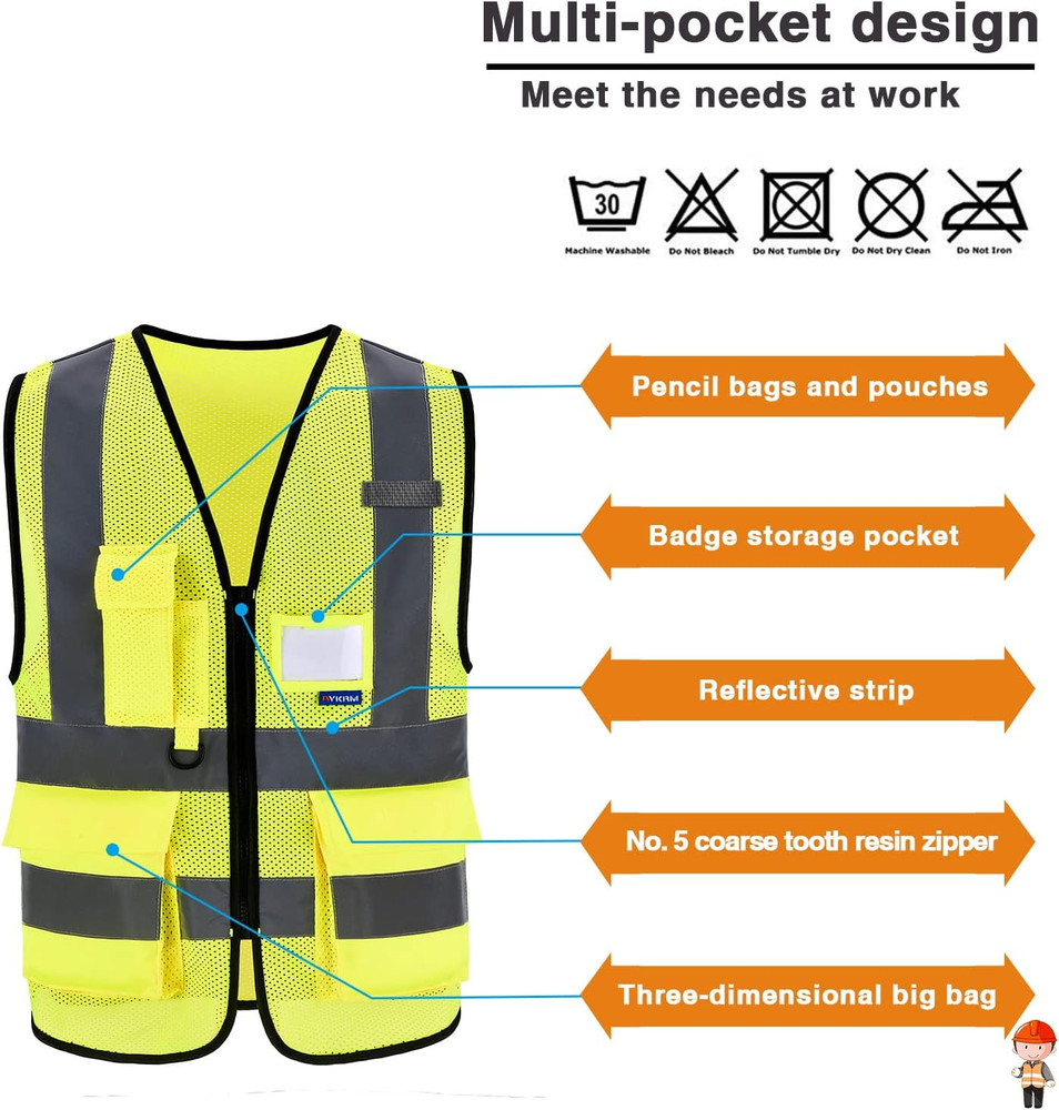 Small High Visibility Reflective Safety Vests 5 Pack