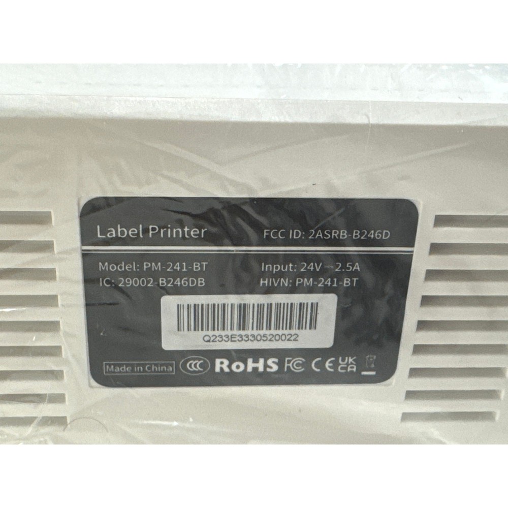 NEW! Logistics Bluetooth Label Printer- Black & White- Model PM-241-BT