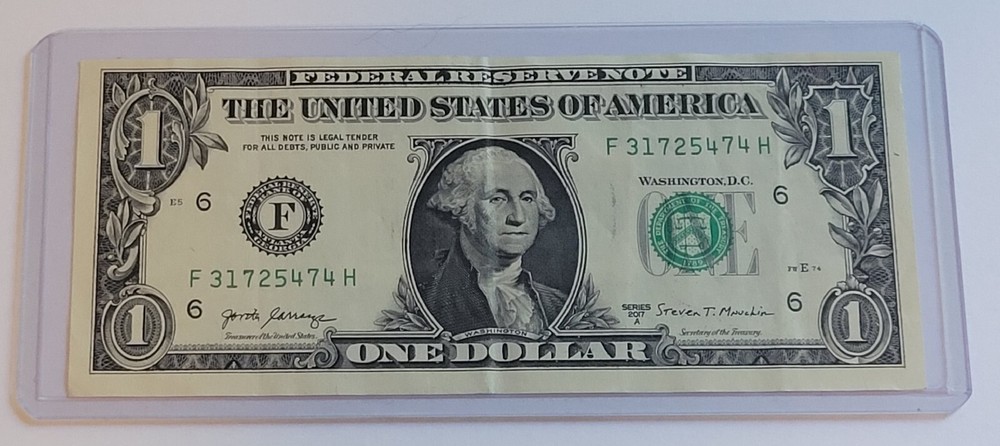 2017A One Dollar Mutiple Errors Misaligned,  Gas Pump, Ink Smear Ink Bleed