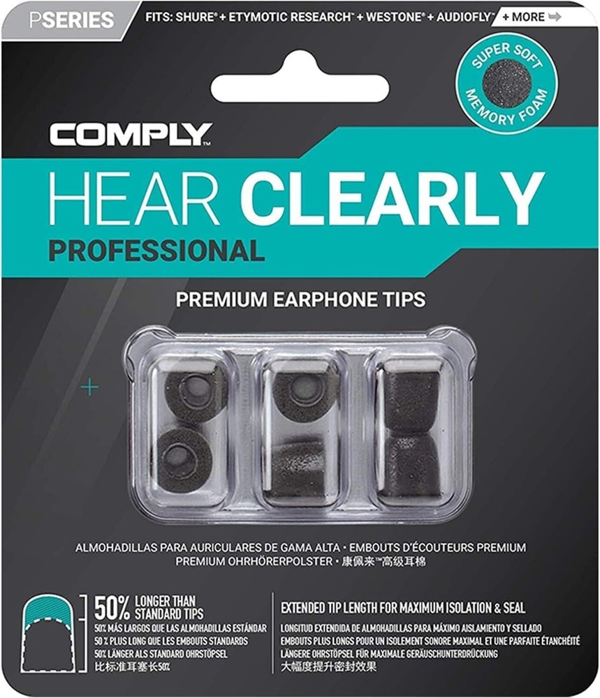 Comply Foam Ear Tips, Memory Foam Earbud Replacement Tips 3 Pairs - Black