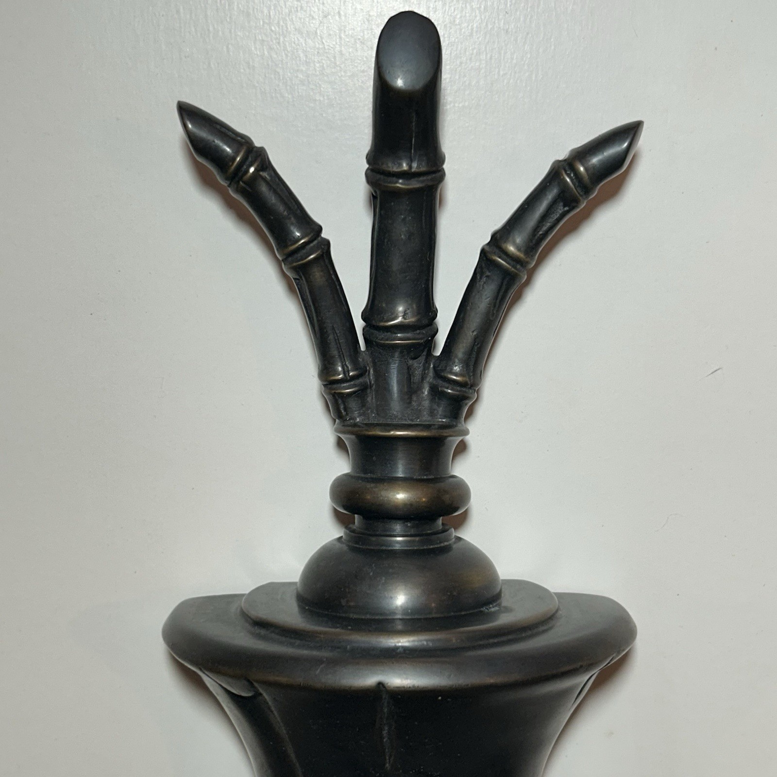 PAIR Vintage Decorative Arts Inc HUGE 31.75” Bronze / Brass Bamboo Wall Sconces