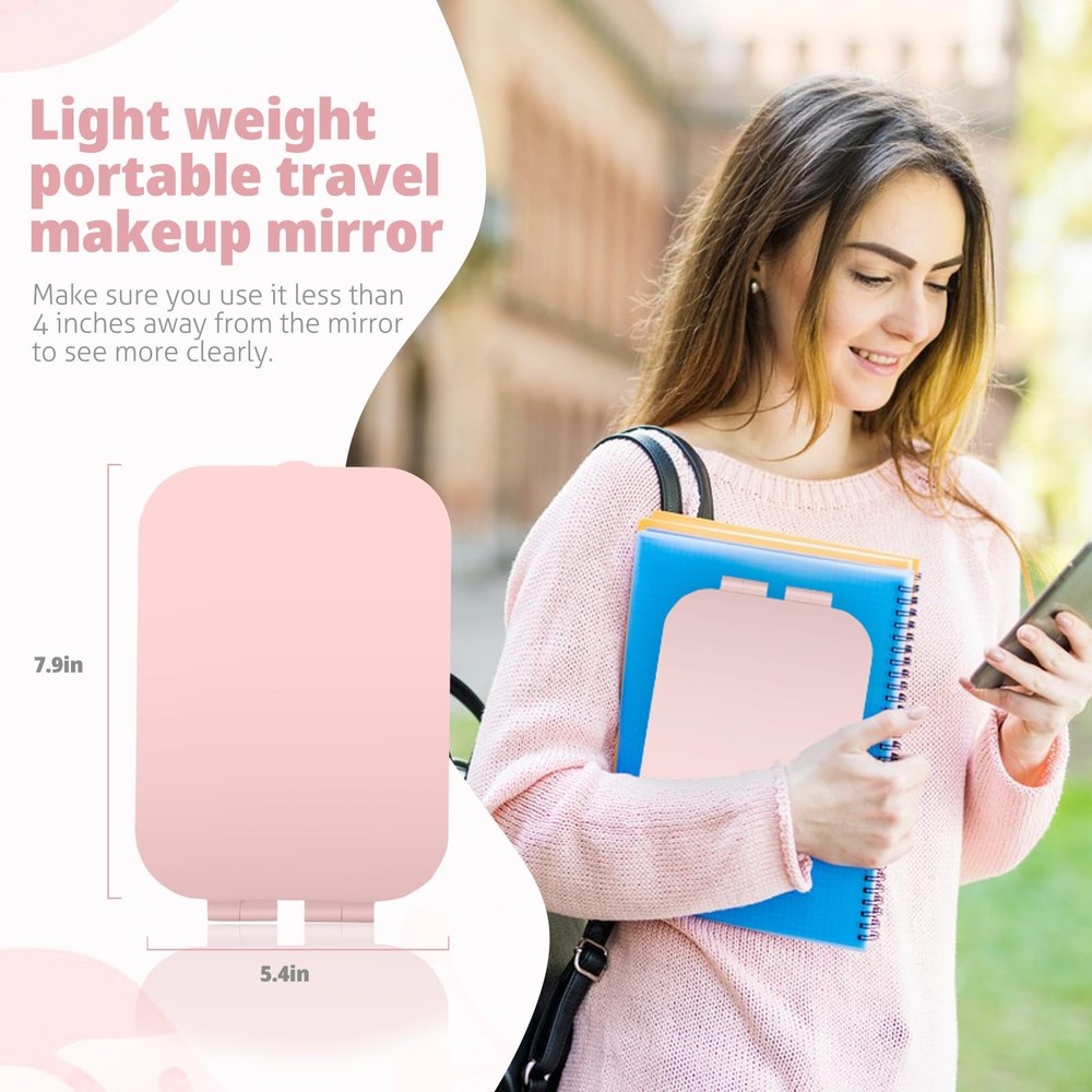Travel Makeup Mirror, Portable Mirror with 3 Adjustable Light Settings, USBRe...