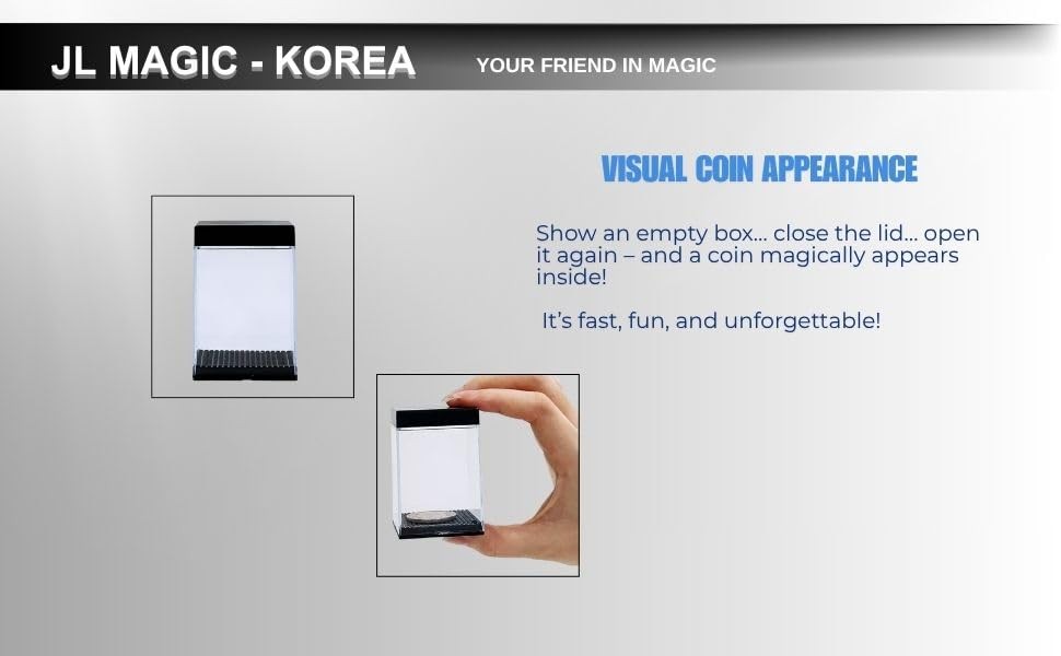 JL Corp. Coin Appearing Box Magic Prop (Reference to Half Standard, Black