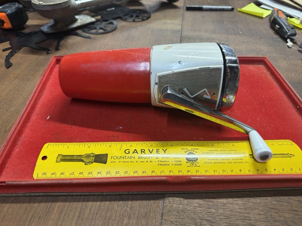 Vintage Swing AWay Ice Crusher Wall Mount Red Hand Crank- WithWALL MOUNT BRACKET