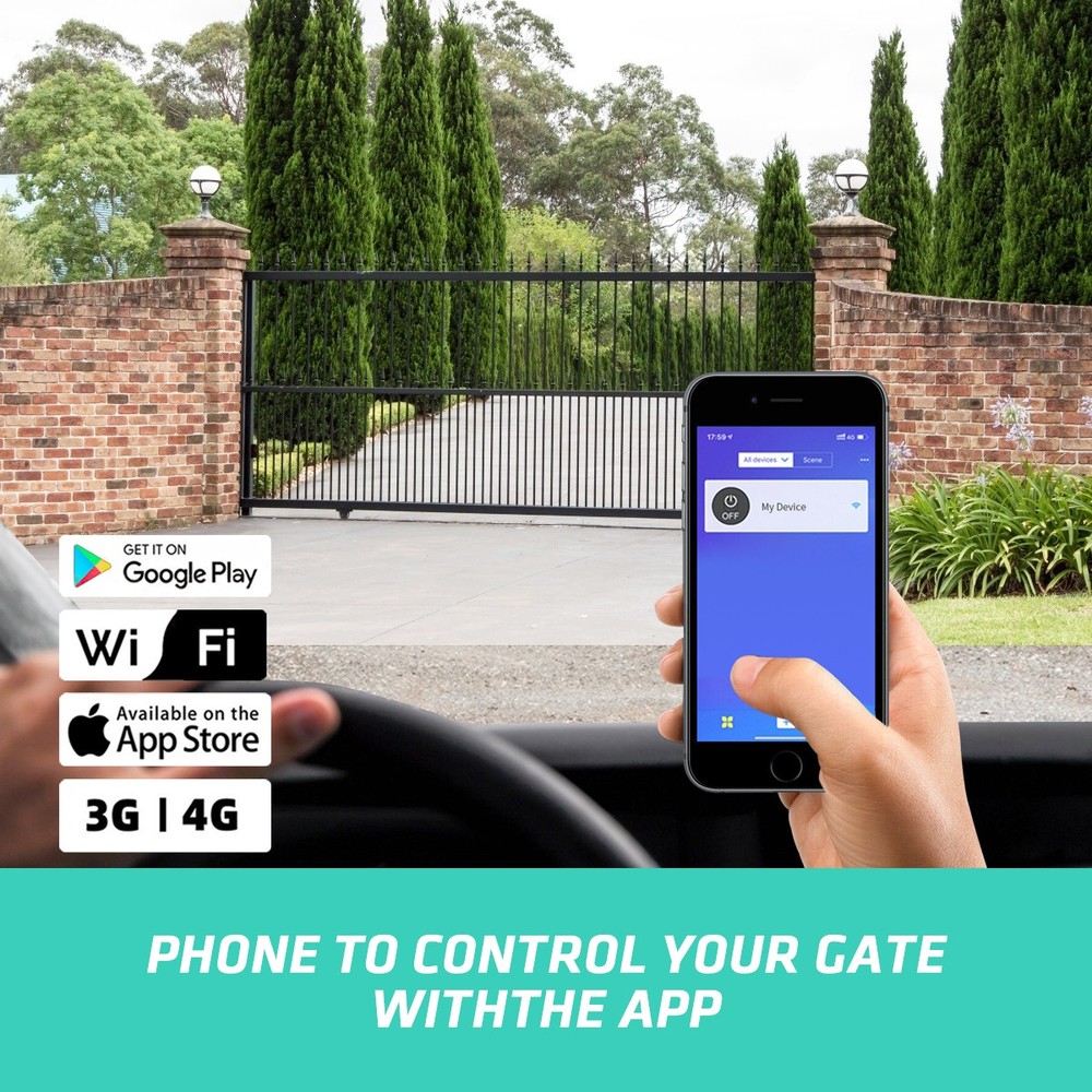 3300lbs Smart Electric Automatic Sliding Gate Opener APP+Keypad+4 Remote Control