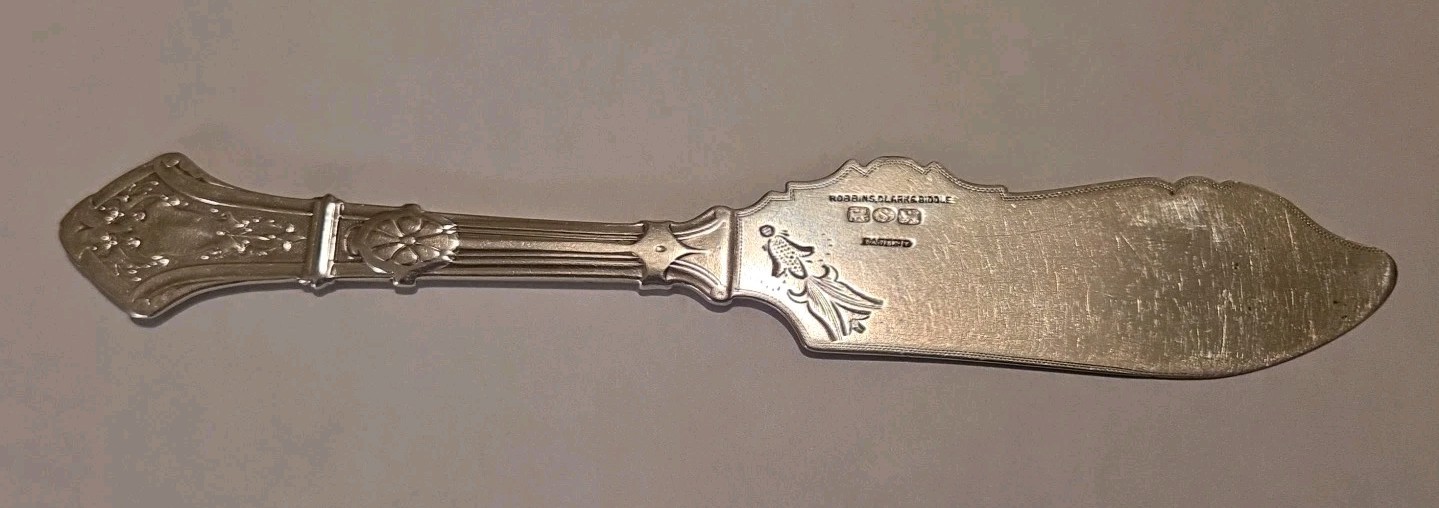 Robbins Clark & Biddle Silver Serving Knife 19th C Philadelphia