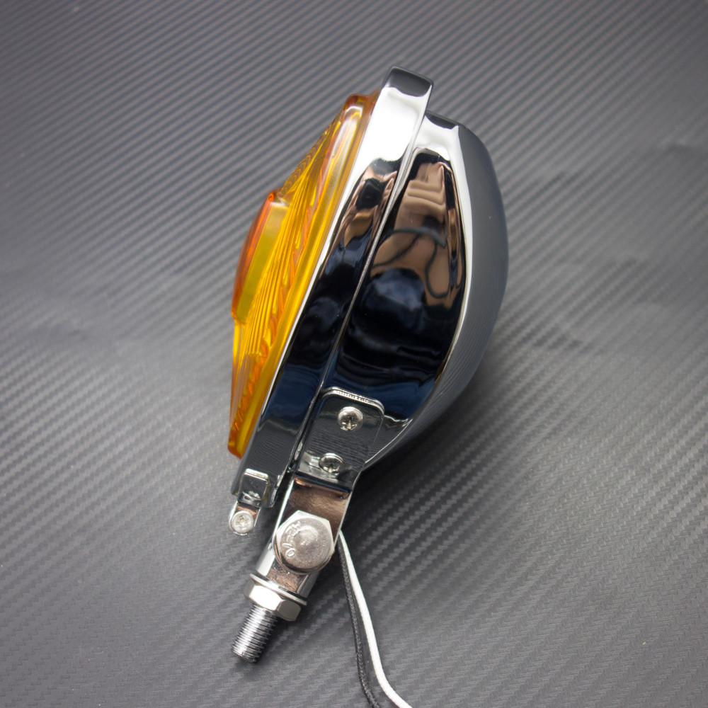 Chrome Motorcycle Triangle Headlight Lamp Flat Back For Harley Chopper Bobber
