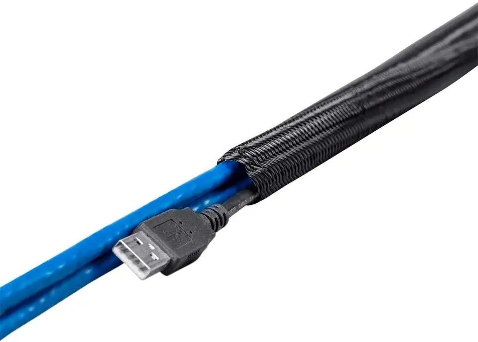 50ft - 1/2 inch PET Expandable Braided Sleeving – Black – Cable Sleeve protector