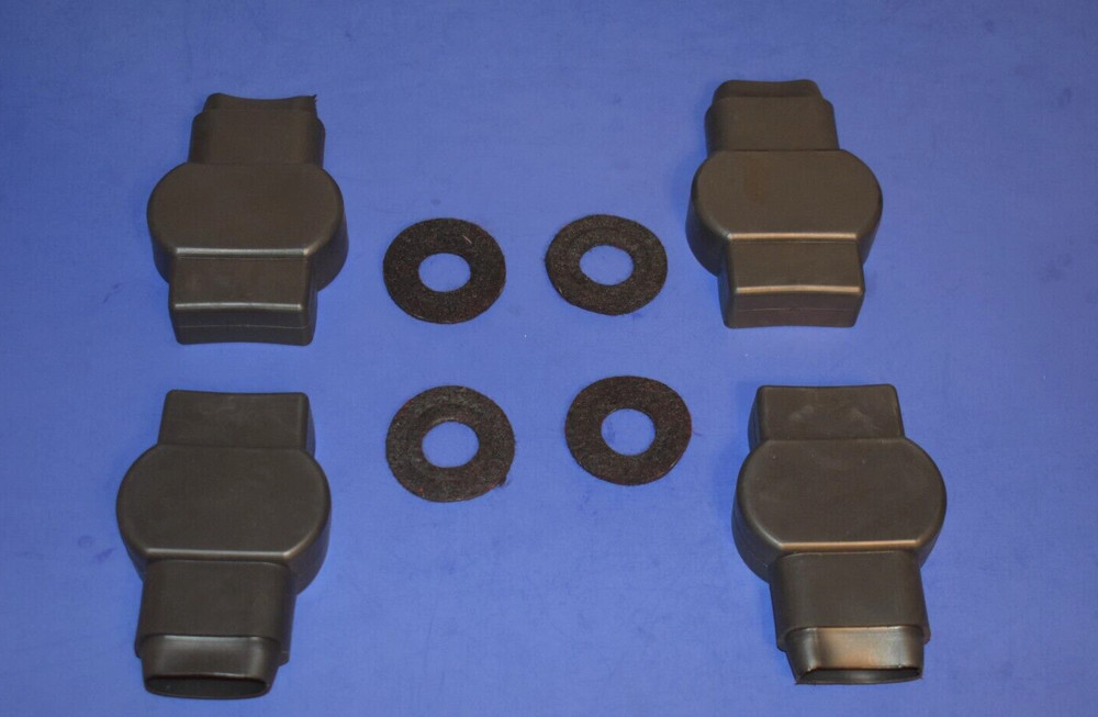 4 Black Negative  Military Style Battery Terminal Covers & Protective Washers