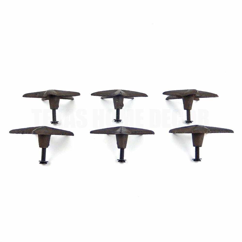 Rustic Star Drawer Pull Cabinet Door Handle Knobs Western Antique Style Set of 6
