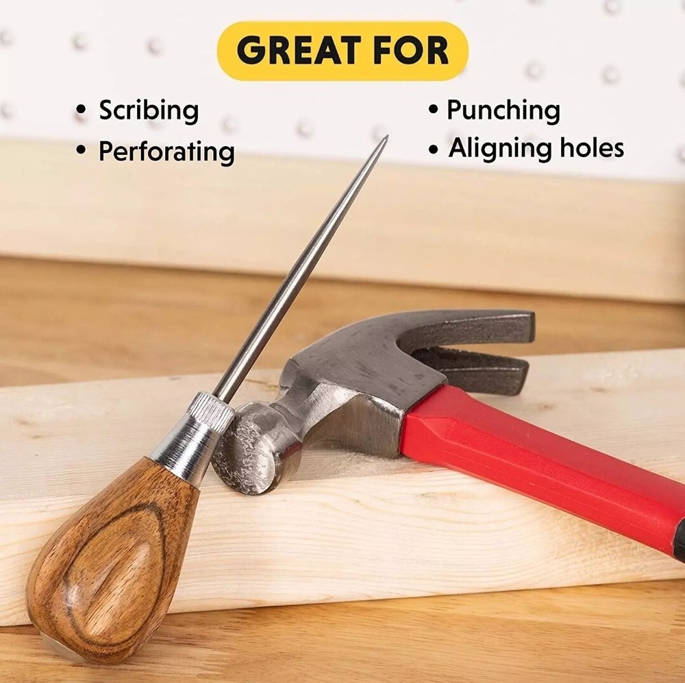 General Tools Scratch Awl Tool with Hardwood Handle - Scribe, Layout Work, & Pie