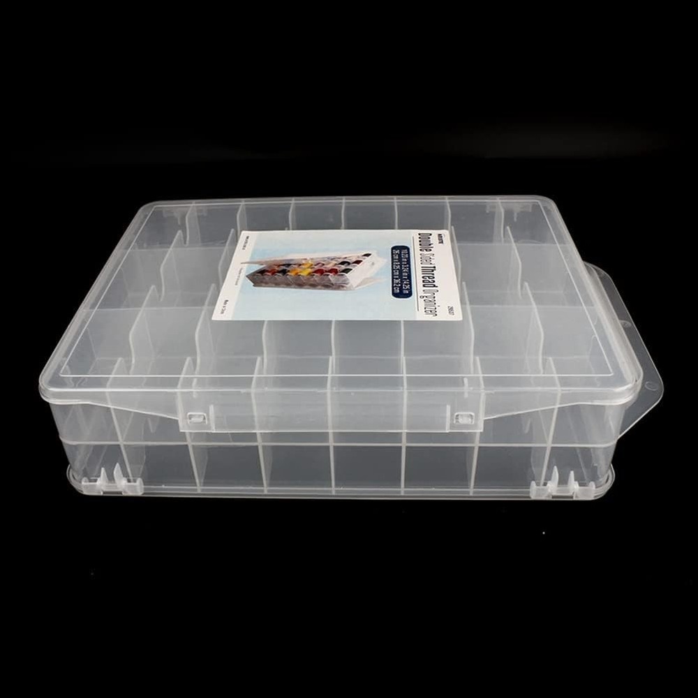 46 Grids Sewing Organizer, Double Sided Thread Box Storage, Portable Clear Pl...
