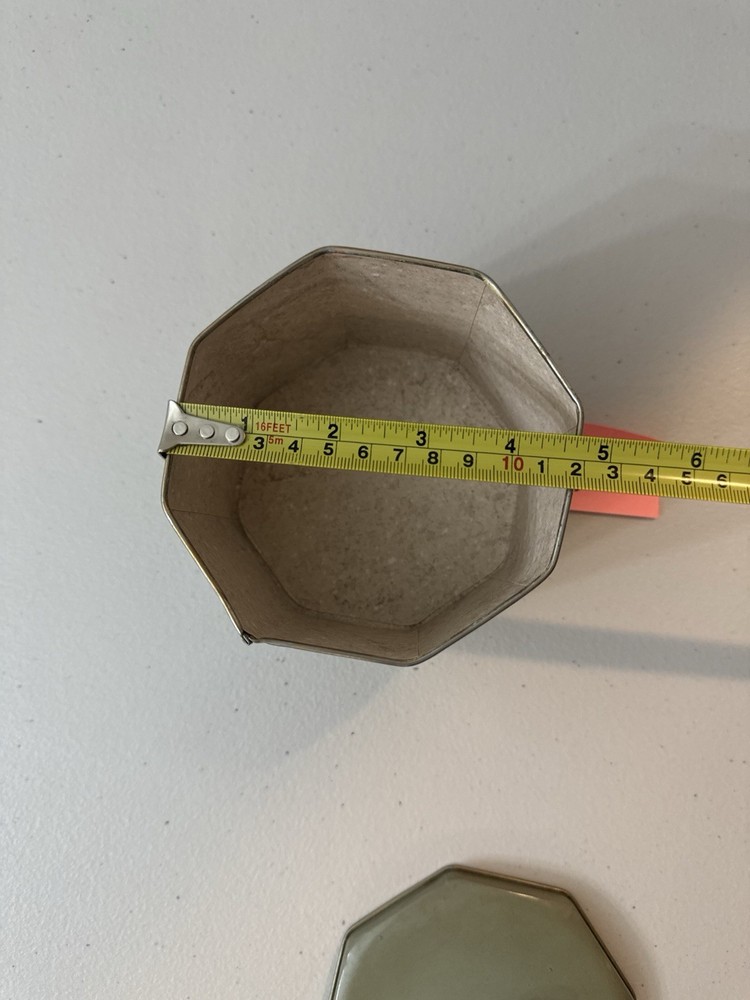 Old octagon shaped Removable Top Metal Tin