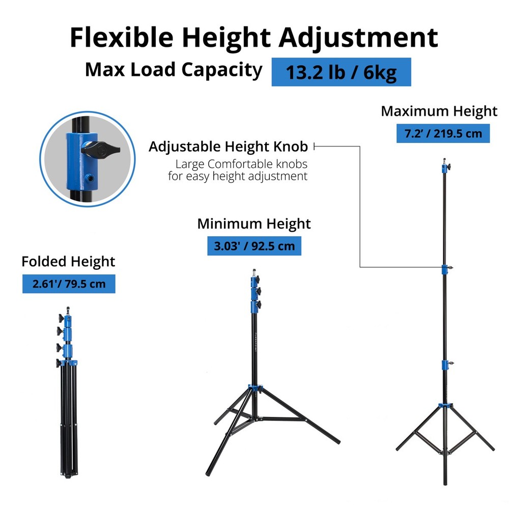 Flashpoint Pro Heavy-Duty Air-Cushioned Light Stand (Blue, 7.2')